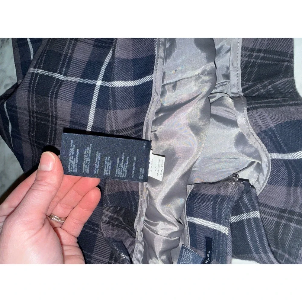 Tommy Hilfiger Women Plaid Mini Skirt Charcoal Gray White Blue‎ Size 10